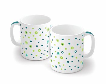 Caneca de Porcelana 320 ml decoração faixa- Bolinha Verde 9022