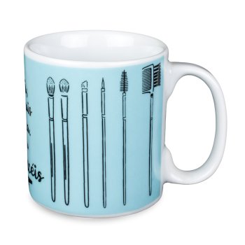 Caneca de Porcelana 320 ml decoração faixa- Makeup Azul