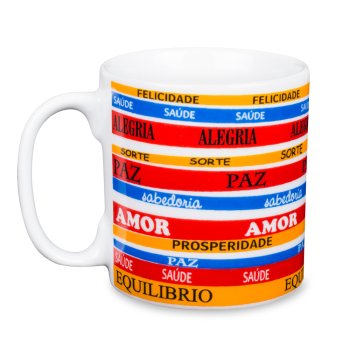 Caneca de Porcelana 320 ml decoração faixa- Fitinhas Coloridas