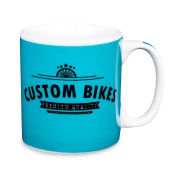 Caneca de Porcelana 320 ml decoração faixa- Bike Azul