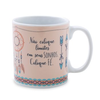 Caneca de Porcelana 320 ml decoração faixa- Corujinhas Sortidas 491