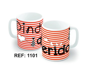 Caneca de Porcelana 320 ml decoração faixa- Dindo querido 1101