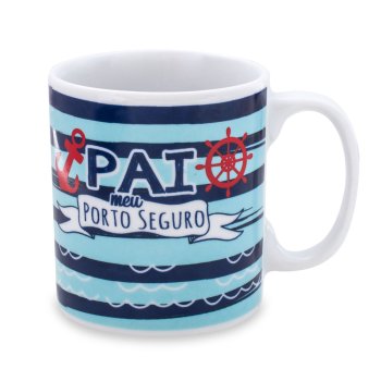 Caneca de Porcelana 320 ml decoração faixa-Pai Meu Porto Seguro 520