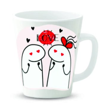 Caneca de Porcelana 300 ml decoração Flork sortidas, (1 lado da caneca).