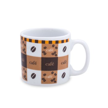 Caneca de Porcelana 120 ml, decoração faixa- Café.