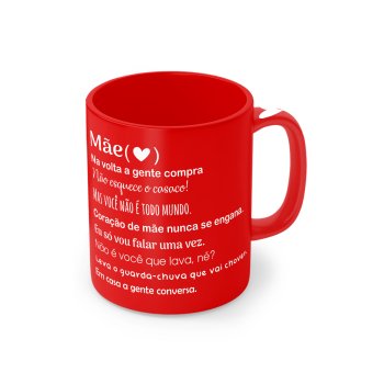 Caneca Porcelana 320 ml Vermelha- Decoração Mães Sortidas 1 lado Spot 3141