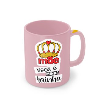 Caneca Porcelana 320 ml Rosa- Decoração Mães Sortidas 1 lado Spot 3142