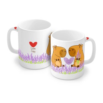 Caneca de Porcelana 320 ml decoração faixa - Love Capivaras 6078