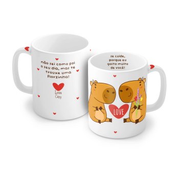 Caneca de Porcelana 320 ml decoração faixa - Love Capivaras 6079