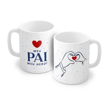 Caneca de Porcelana 320 ml decoração faixa -Meu Pai meu heroi 5531
