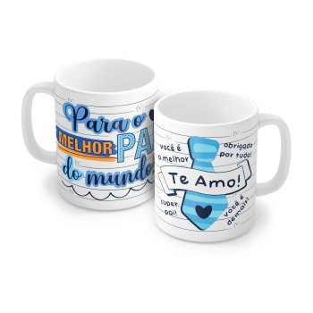 Caneca de Porcelana 320 ml decoração faixa - Para o melhor Pai do mundo 5532
