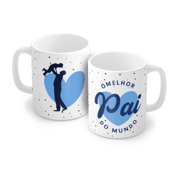 Caneca de Porcelana 320 ml decoração faixa- O melhor Pai do mundo 5534