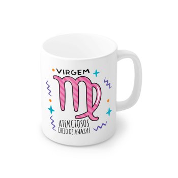 Caneca de Porcelana 320 ml - 280 decoração Signos sortidas, (1 lado da caneca).
