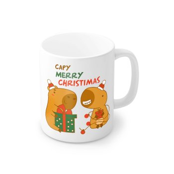 Caneca de Porcelana 320 ml decoração Natal Capy sortidas, (1 lado da caneca). 6081