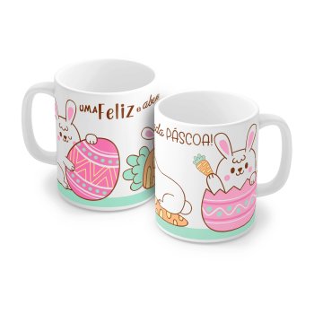 Caneca Porcelana 320 ml - Páscoa - Feliz P11