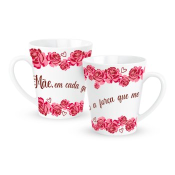 Caneca de Porcelana 300 ml decoração faixa - Mãe ! 2221