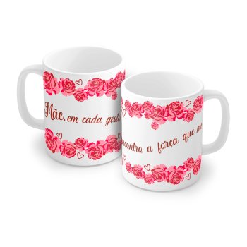 Caneca de Porcelana 320 ml decoração faixa- Mãe  1561