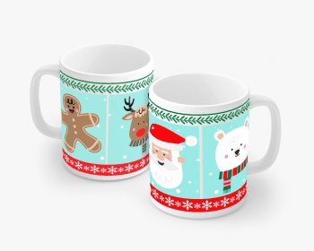 Caneca de Porcelana 320 ml decoração faixa- Feliz Natal. 822