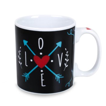 Caneca de Porcelana 320 ml decoração faixa- Love Amo estar com você